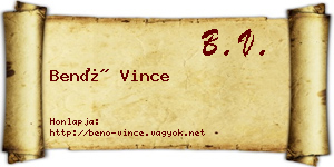 Benő Vince névjegykártya